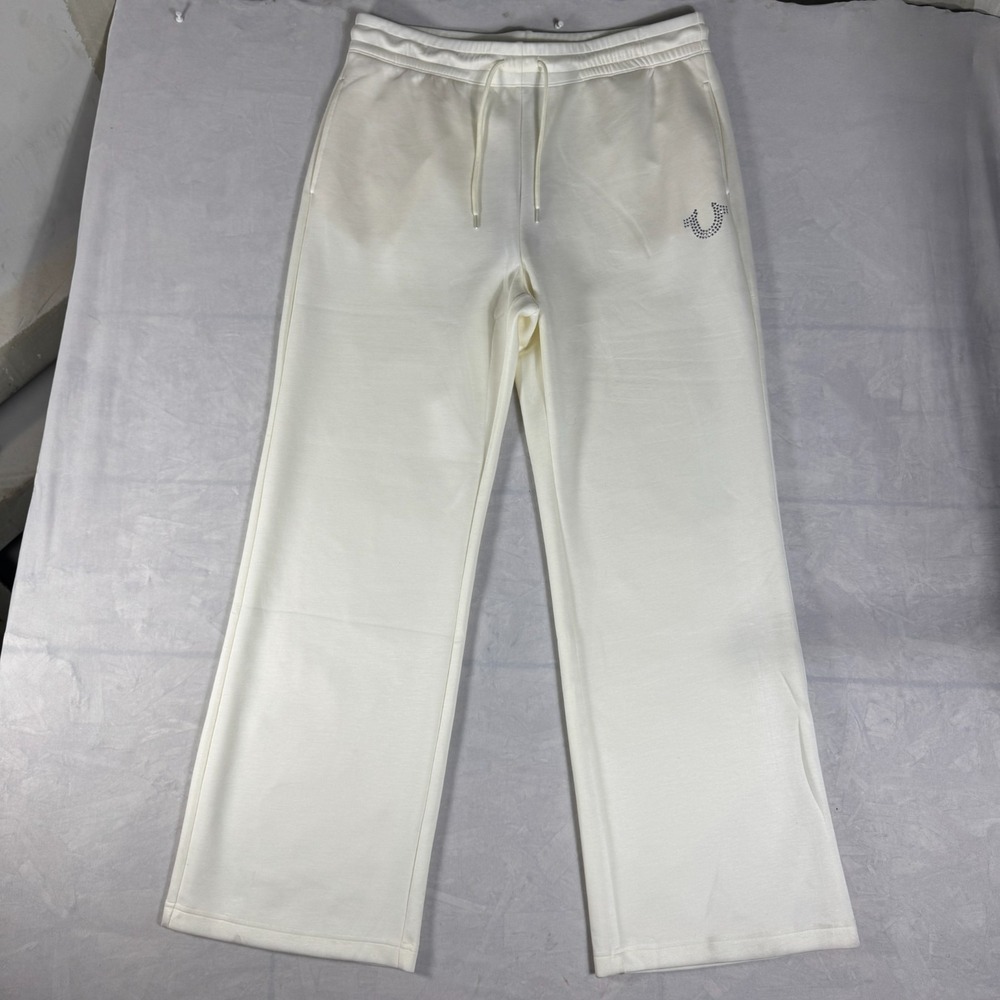 True Religion Cream Wide-Leg Sweatpants